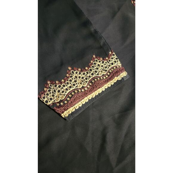 Black Sequin Moroccan Kaftan Long Sleeve Snap Front Dress Size XXL Plus NWOT - Picture 4 of 5